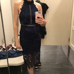 gemma halter lace sheath dress